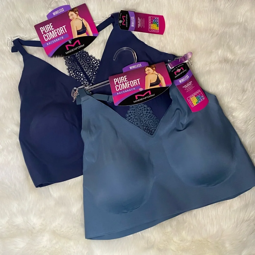 SALE Wirefree Lined Racerback Bra in Smoky Blue - Picture 5 of 9